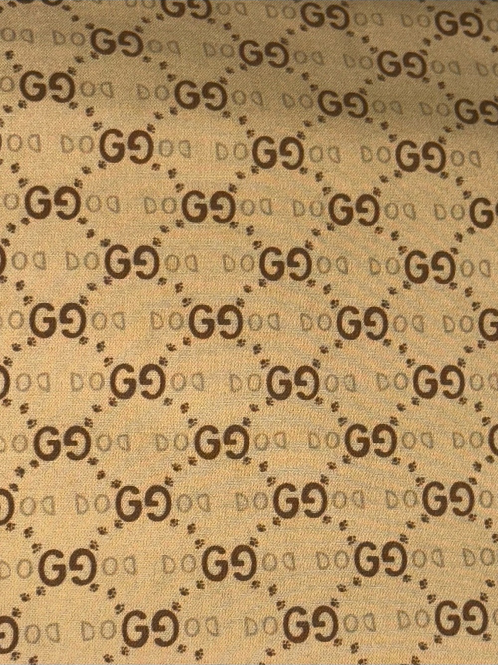Hand Crafted Fashion Style Beige Dog Bandana with GG Pattern - Picture 3 of 3